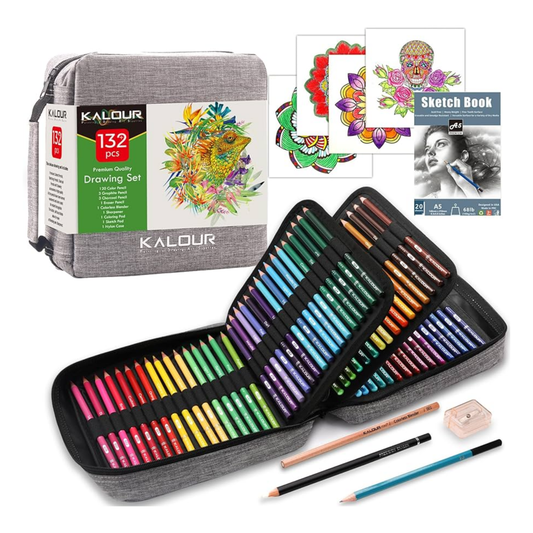 Estuche Gris Colores Kalour 132 Piezas