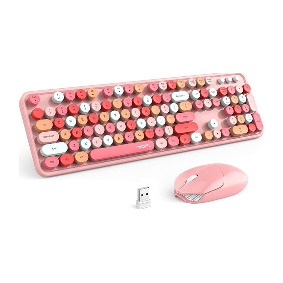 Teclado Inalámbrico Con Mouse Modelo Sweet Color Rosado