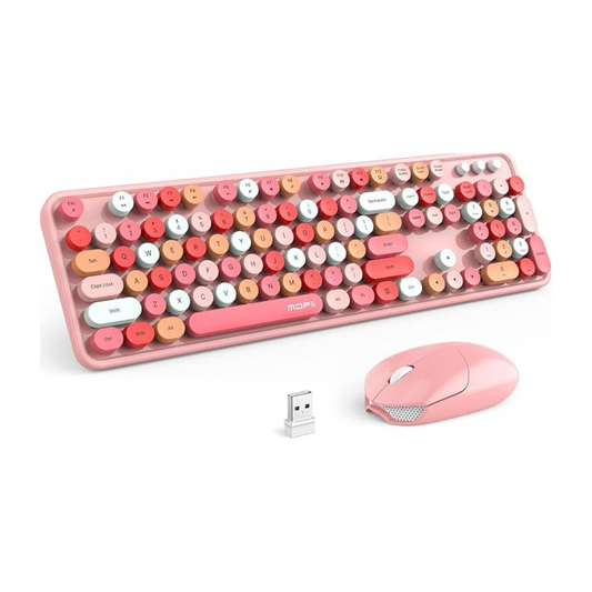Teclado Inalámbrico Con Mouse Modelo Sweet Color Rosado