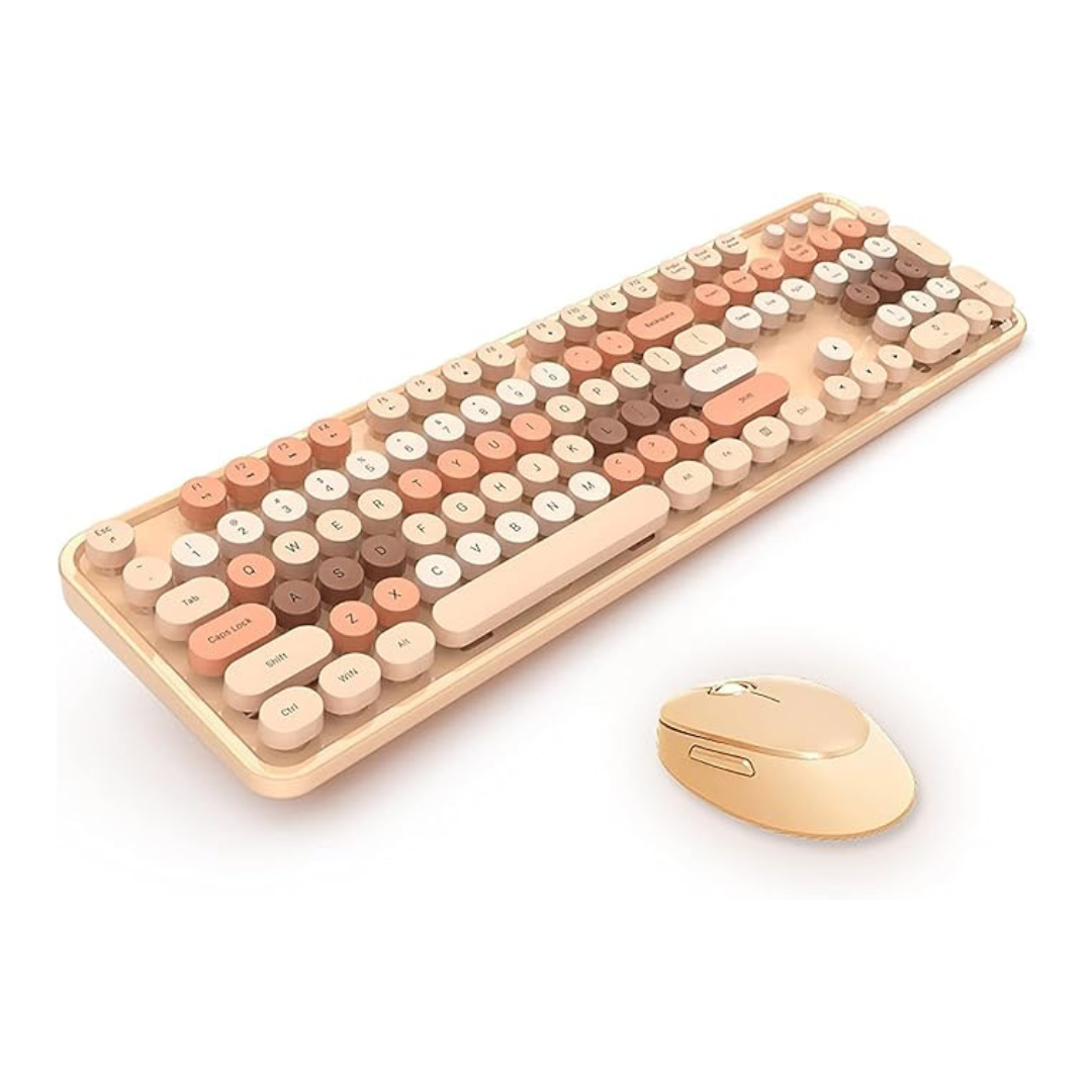Set Teclado Y Mouse Inalámbrico Mofii Modelo 666 Colores Amarillo Y Naranja