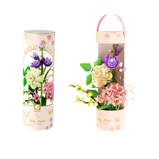 Bloques de Construcción Cilindro Rosado con Flores