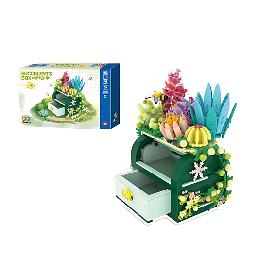 Bloques de Construcción Caja para Suculentas con Flores