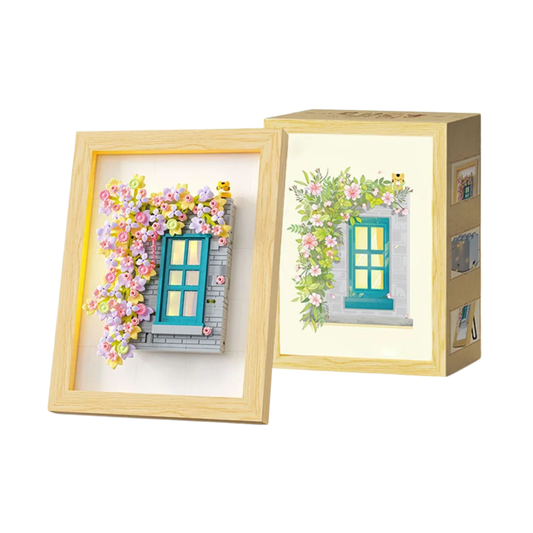 Bloques de Construcción Ventana con Flores