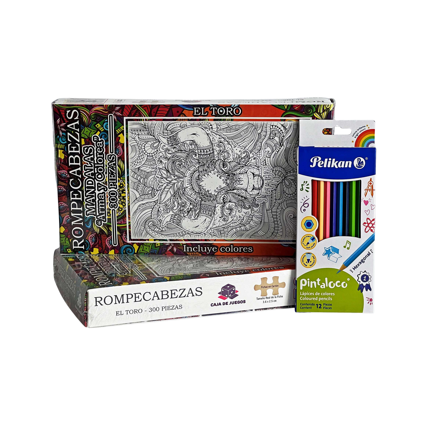 Set de rompecabezas con colores para armar y pintar Toro 300 piezas