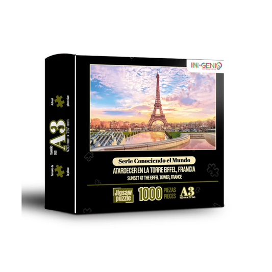 Rompecabezas Ingenio Atardecer en la Torre Eiffel 1000 piezas A3