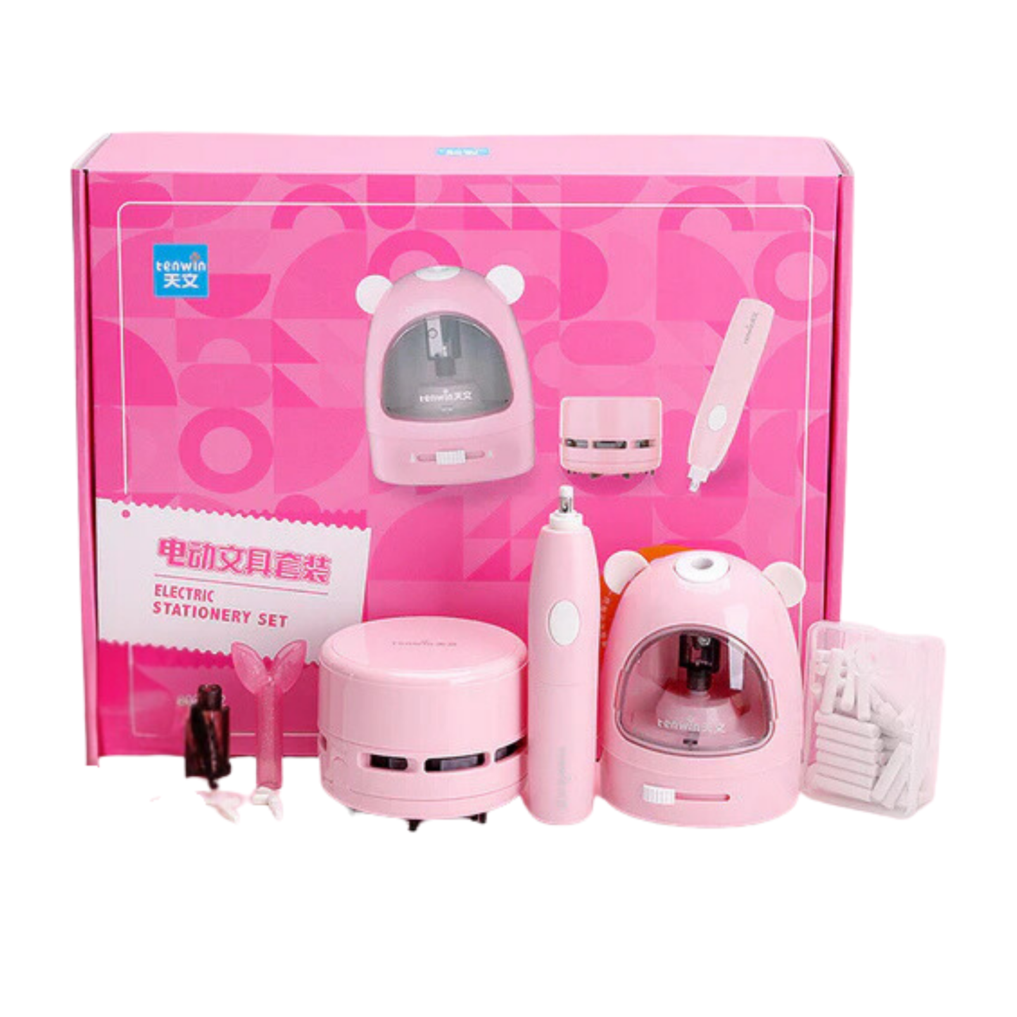 Set De Sacapunta, Aspiradora Y Borrador Eléctrico Tenwin