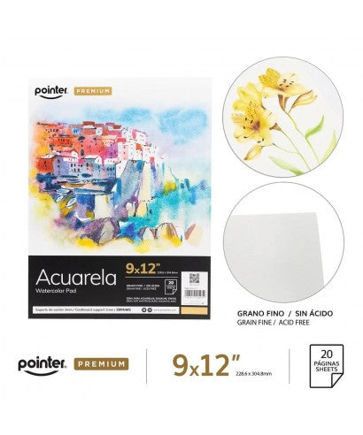 Libreta Para Acuarela Water Color Pad 5.8x802 Por 20 Hojas Pointer Premium