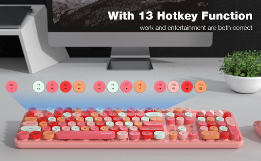 Set Teclado - Mouse Inalámbrico Y Teclado Numérico Colores Rosados