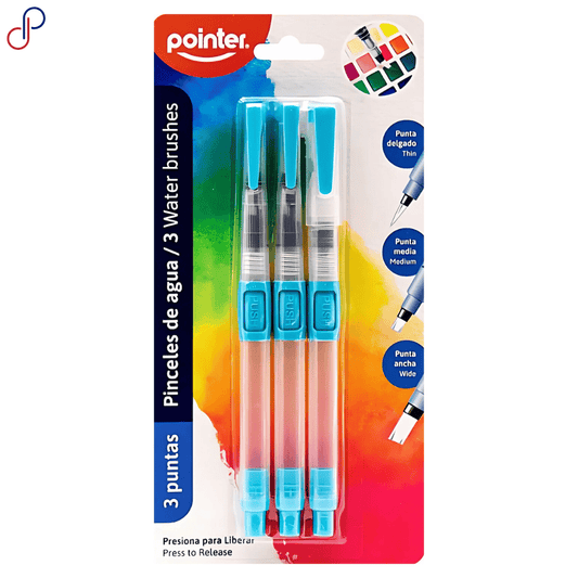 Set De 3 Pinceles De Agua Punta Delgada Media Y Ancha Pointer