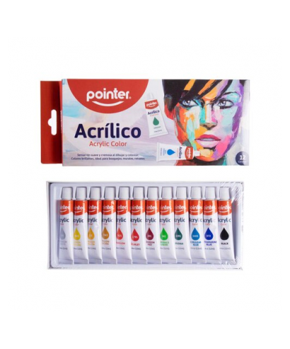 Set De 12 Colores De Pintura Acrílica 12ml Pointer