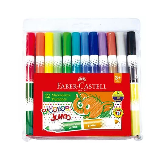 Set De 12 Marcadores Jumbo Faber Castell Bicolor