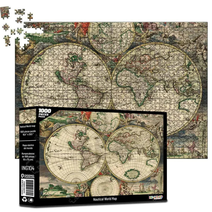 Rompecabezas 1000 Piezas Nautical World Map - Línea P